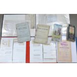 A large quantity in three folders of railway ephemera and memorabilia comprising a file of