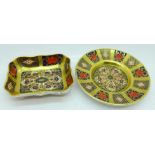 Two Royal Crown Derby 1128 pattern dishes