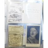 Military ephemera; an album of military Christmas cards (early China noted), postcards (including