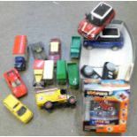 Corgi, Dinky and Matchbox die-cast vehicles and two remote control Mini Coopers