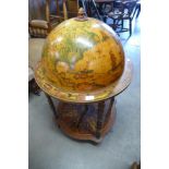 A terrestrial globe cocktail trolley