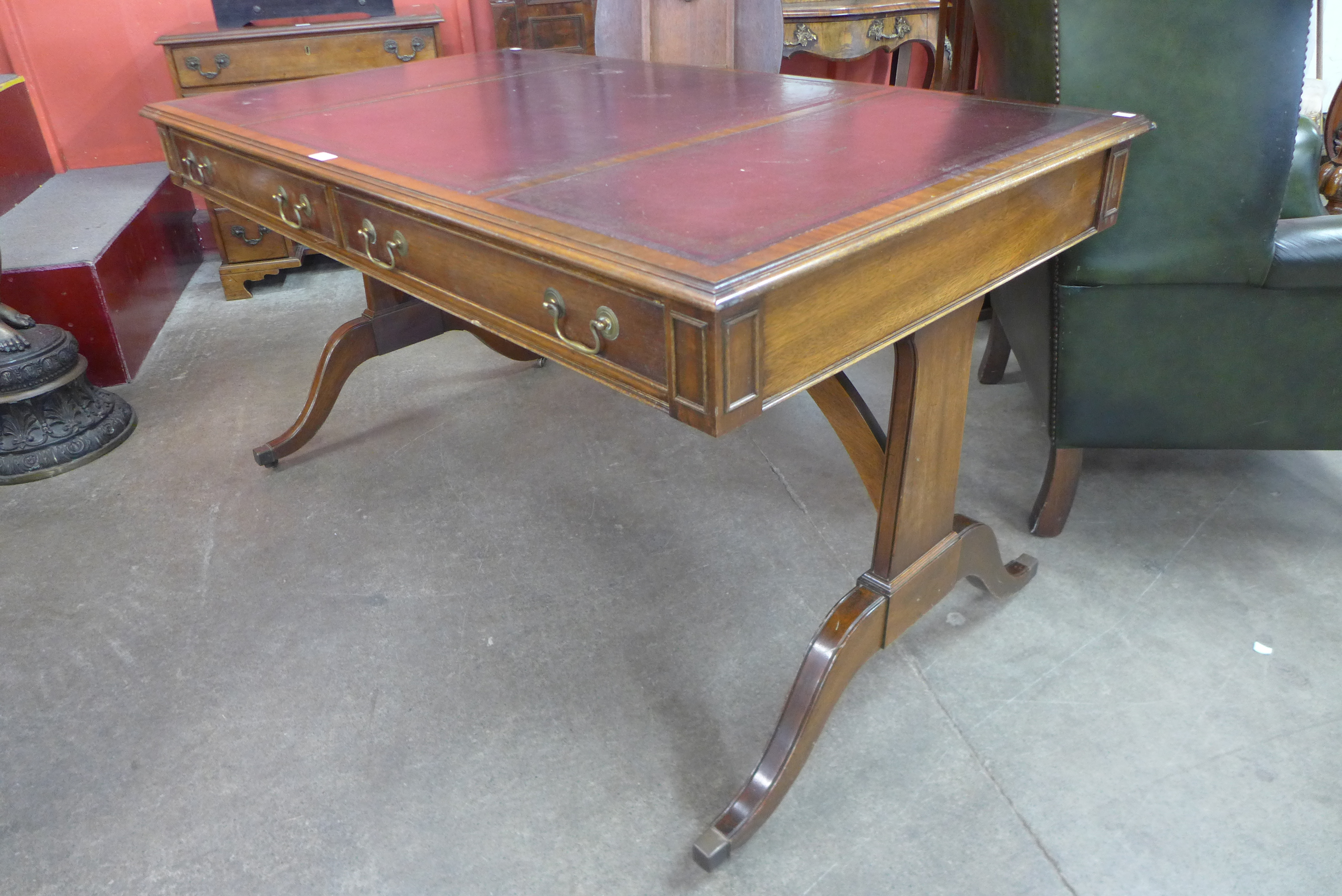 A Regency style mahogany and leather topped library table - Image 2 of 2