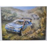 A signed Robin Owen limited edition rally print, bearing Ari Vatanen signature and a signed Tony