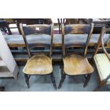 A pair of Victorian elm and beech kitchen chairs