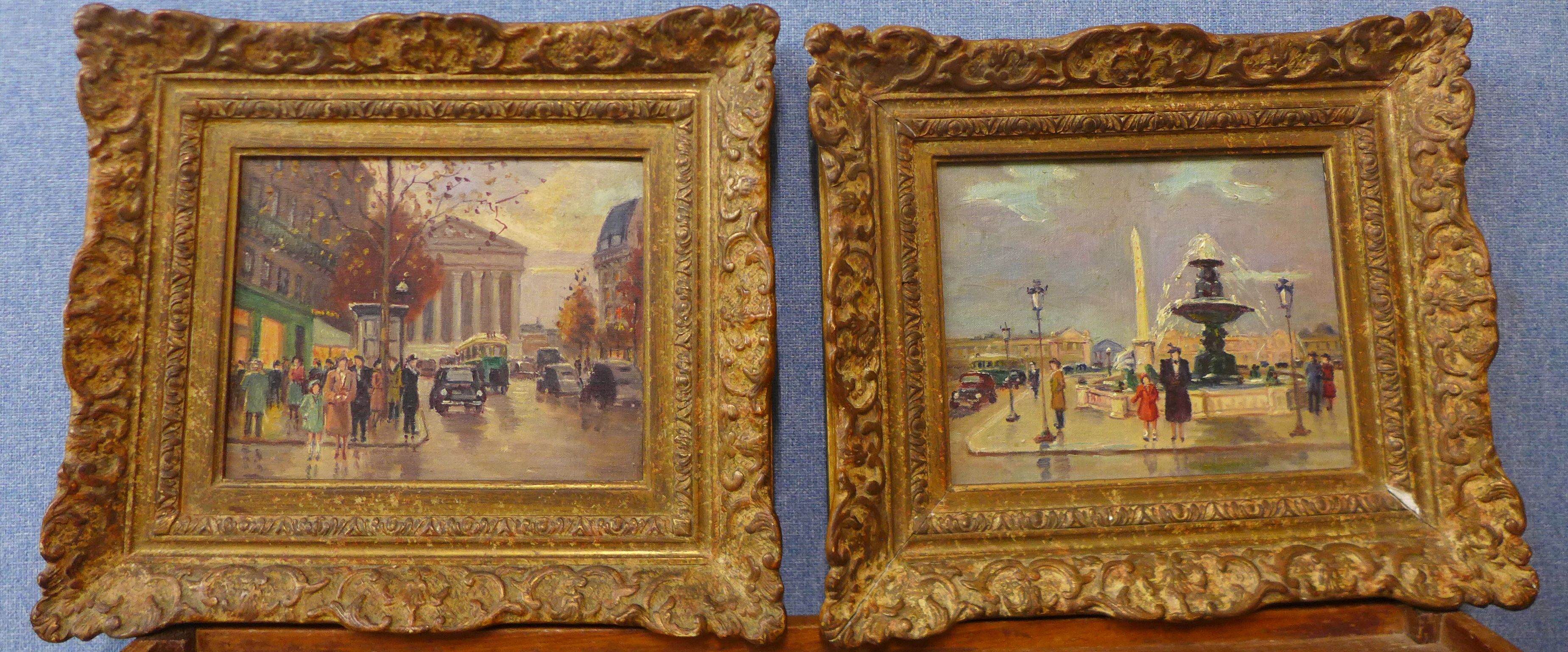 French School, pair of Parisian scenes, oil on canvas, 18 x 23cms, framed - Image 3 of 3