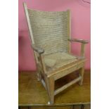 An Orkney pine and straw woven child's chair