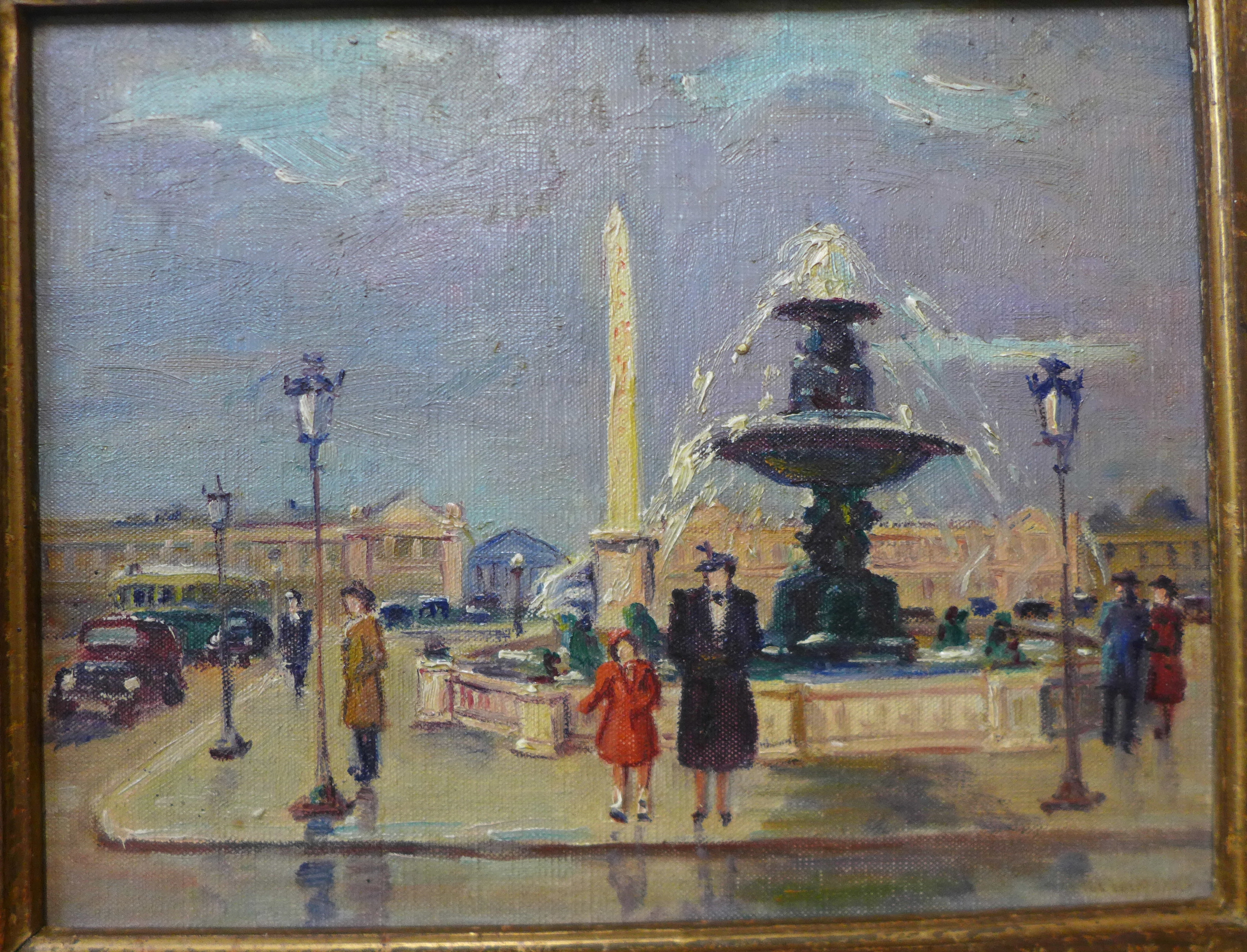 French School, pair of Parisian scenes, oil on canvas, 18 x 23cms, framed - Image 2 of 3