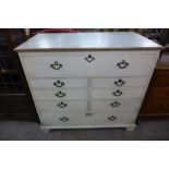 A French painted oak chest of drawers