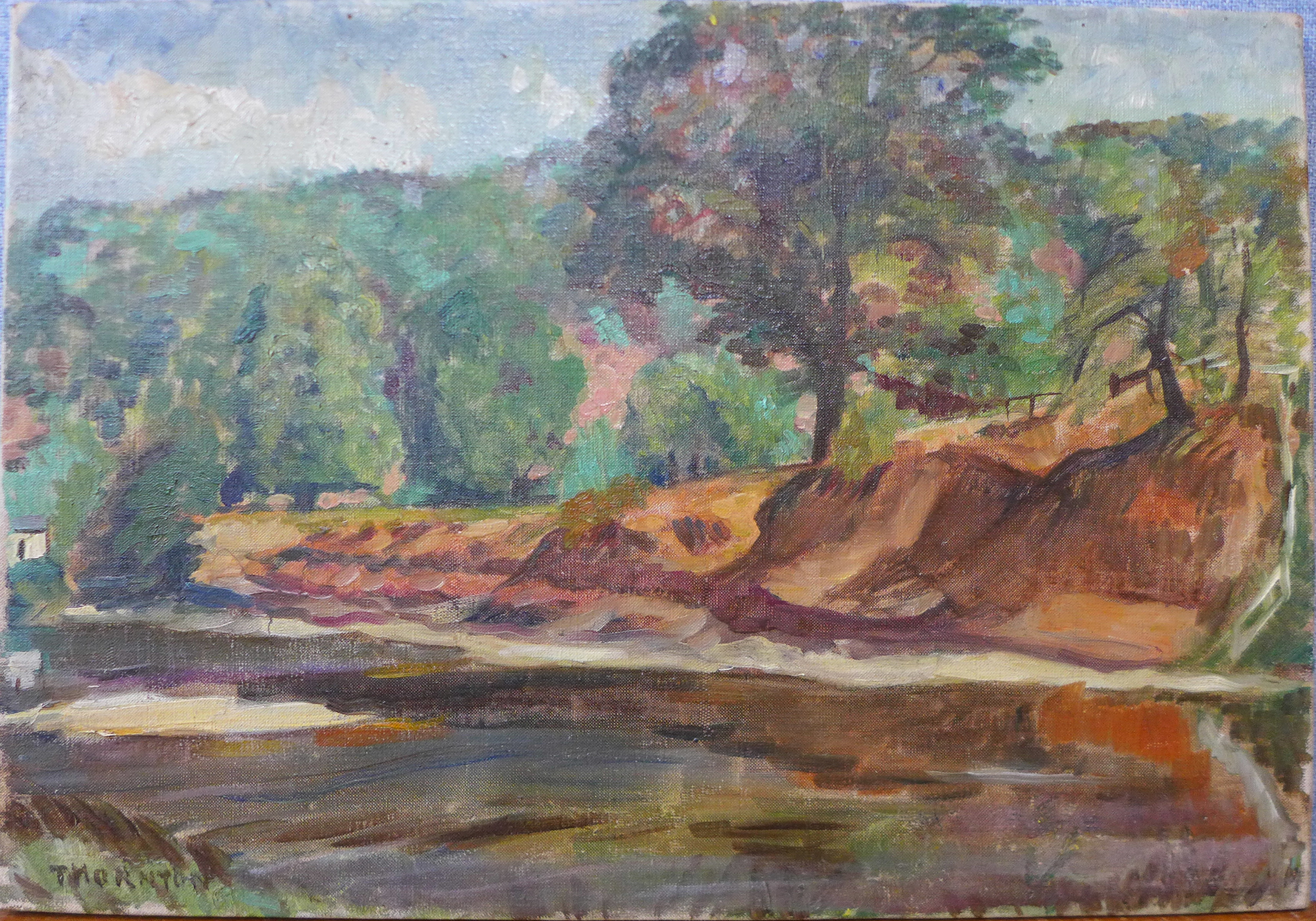 A. Thornton, The Wye-Near Moccas, oil on canvas, 38 x 55cms, unframed