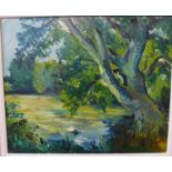 * D'Albert, Impressionist river landscape, oil on canvas, 49 x 60cms, framed