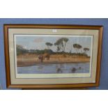 A signed Anthony Gibbs limited edition print, Evening on the Galana, no. 264/1000, framed