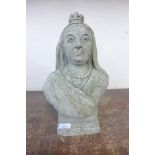 A concrete bust of Queen Victoria, a/f