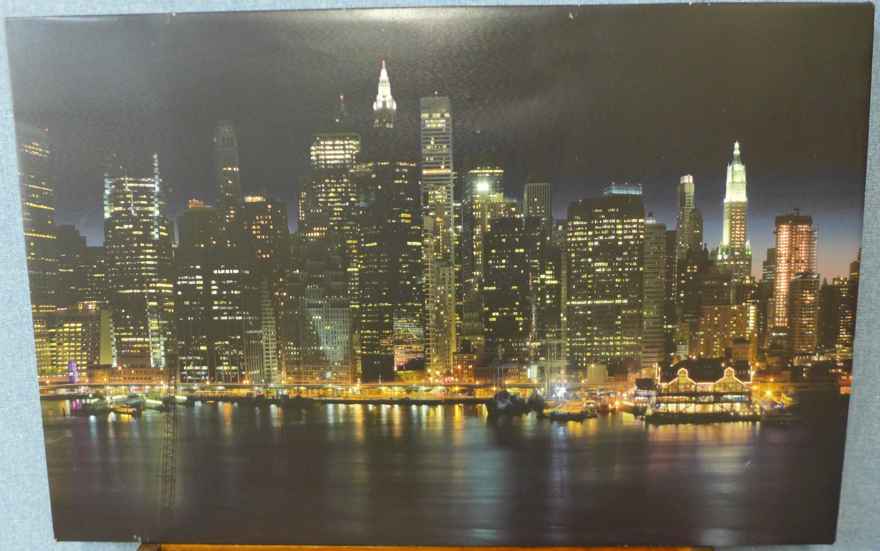 * Devine, abstract print on canvas, 82 x 110cms, framed and a New York skyline print - Image 3 of 3