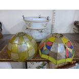 Two Art Deco ceiling glass light shades and two others