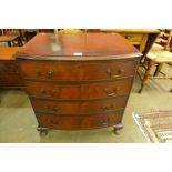 A mahogany bow front chest of drawers