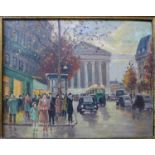 French School, pair of Parisian scenes, oil on canvas, 18 x 23cms, framed