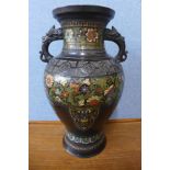 A Chinese bronze and champleve enamelled vase, 53cms h