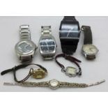Six wristwatches including Avia, DKNY and Fossil