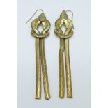 A pair of gold plated pendant earrings