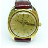 An Omega Constellation automatic wristwatch with day date, lacking gold insert from case back