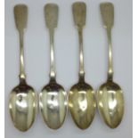 Two pairs of similar Victorian silver spoons, one pair London 1846 by Charles Boyton, the other pair