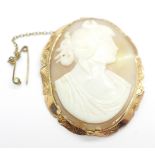 A 9ct gold mounted cameo brooch