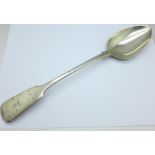 A large early Victorian silver basting spoon, 115g