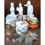 Assorted china including Wedgwood, Royal Worcester, Coalport, Beswick and Wade