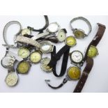Sixteen lady's wristwatches including silver and two nurses watches