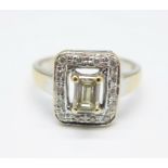 A 14ct gold and diamond ring, centre stone approximately 0.5carat weight, 4g, N