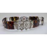 A Victorian silver and tortoiseshell belt, Chester 1897, 68cm