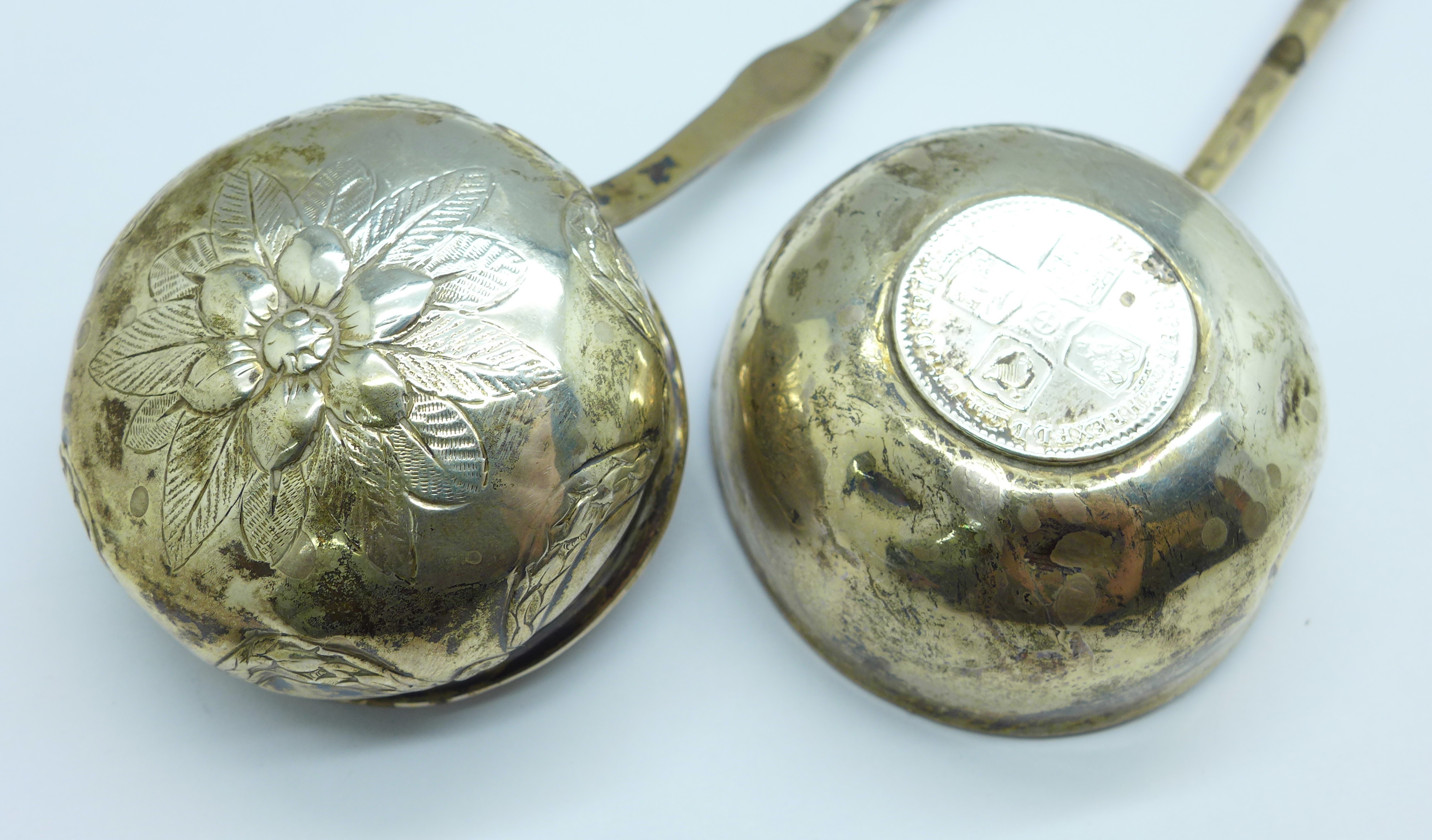A toddy ladle with baleen handle and a part ladle inset with a George II coin - Image 3 of 8