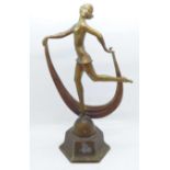 An Art Deco figural table lighter, a/f, 26.5cm