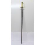 A sword with ivory handle, no scabbard, blade 81cm, a/f