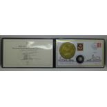 A 2019 James I 400th Anniversary platinum proof half laurel coin cover, 999.5/1000 fine platinum,