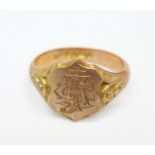 A 9ct gold signet ring with monogram, 5.1g, W