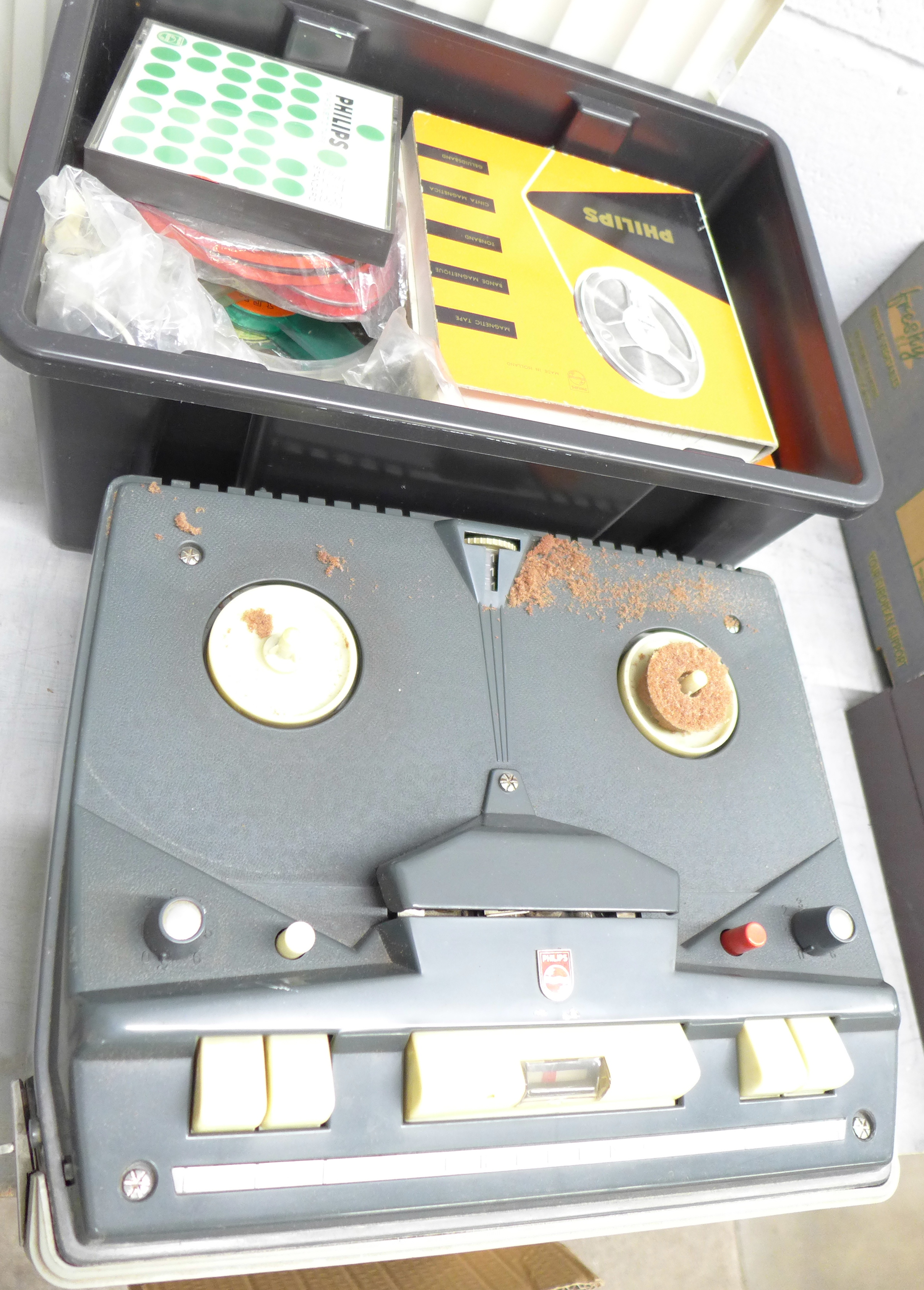 A Philips reel-to-reel and tapes **PLEASE NOTE THIS LOT IS NOT ELIGIBLE FOR POSTING AND PACKING**