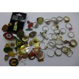 Costume rings and badges including Butlins 1965