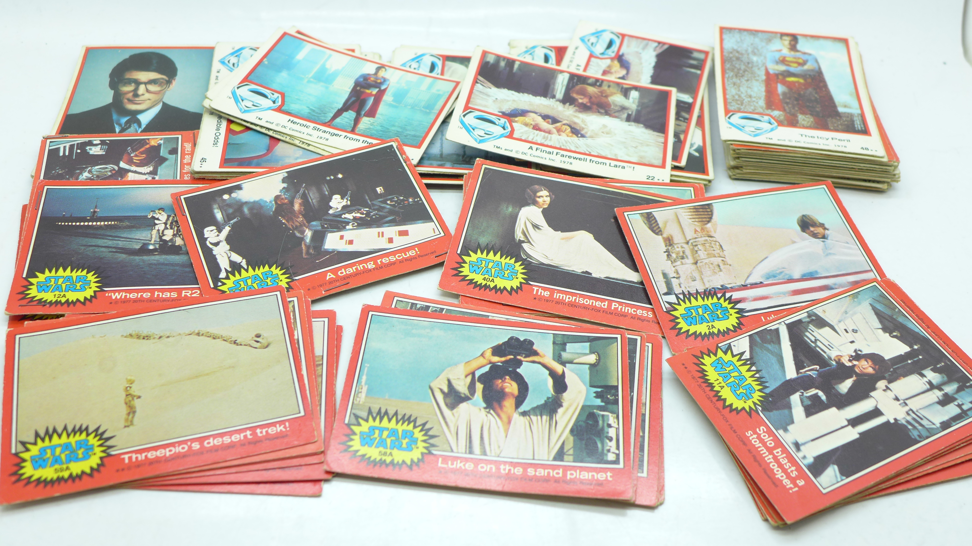 Superman The Movie chewing gum cards including picture backs (76) and Star Wars red (34)