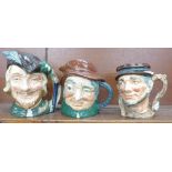Three Royal Doulton large and medium character jugs, Robin Hood, Uncle Tom Cobbleigh and Johnny