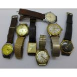 Seven manual wind wristwatches