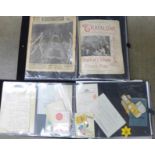Two large albums of letters and other ephemera including postcards, letter heads, menus, booklets,