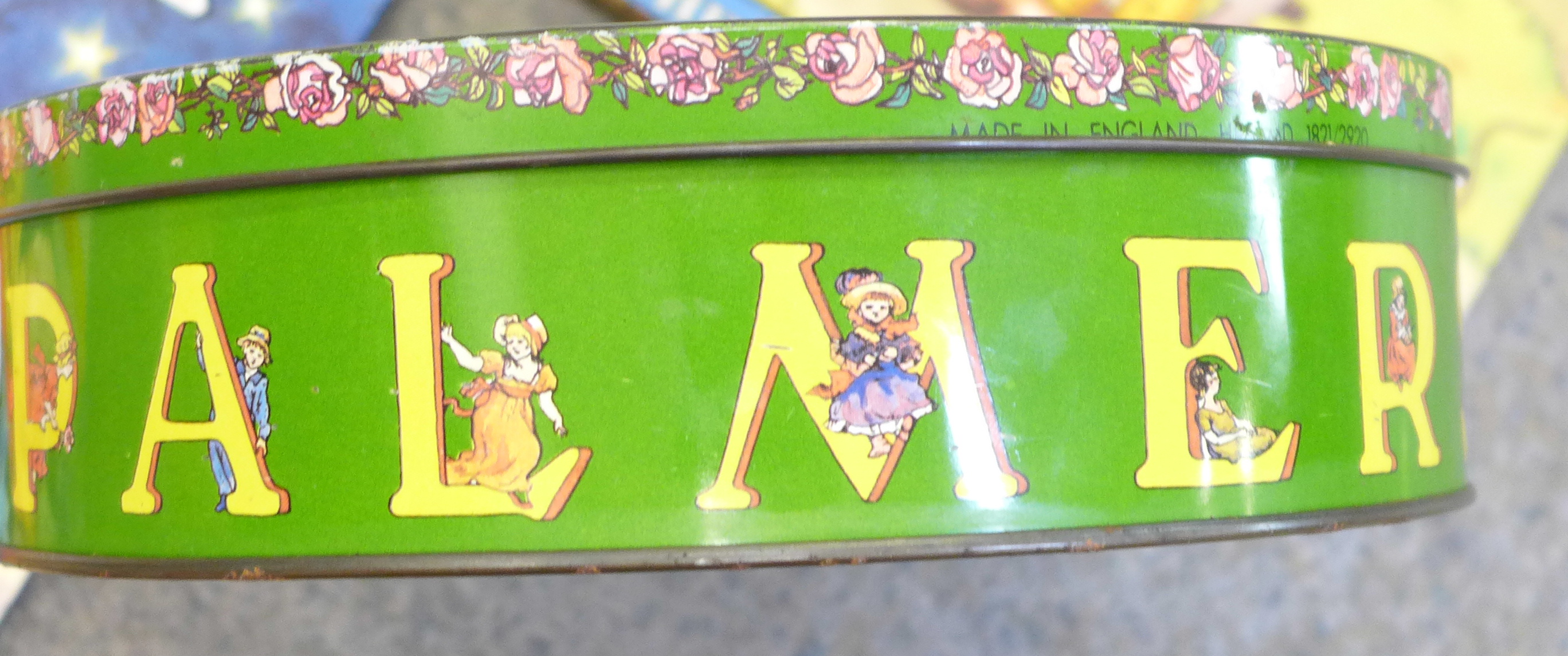A Huntley & Palmers biscuit tin, designed by Mick Hill after Kate Greenaway, with three hidden ' - Image 3 of 3