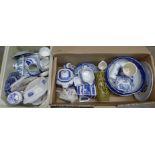 Two boxes of china including blue and white **PLEASE NOTE THIS LOT IS NOT ELIGIBLE FOR POSTING AND