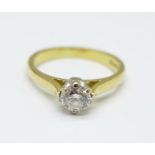 An 18ct gold and diamond solitaire ring, 2.7g, I