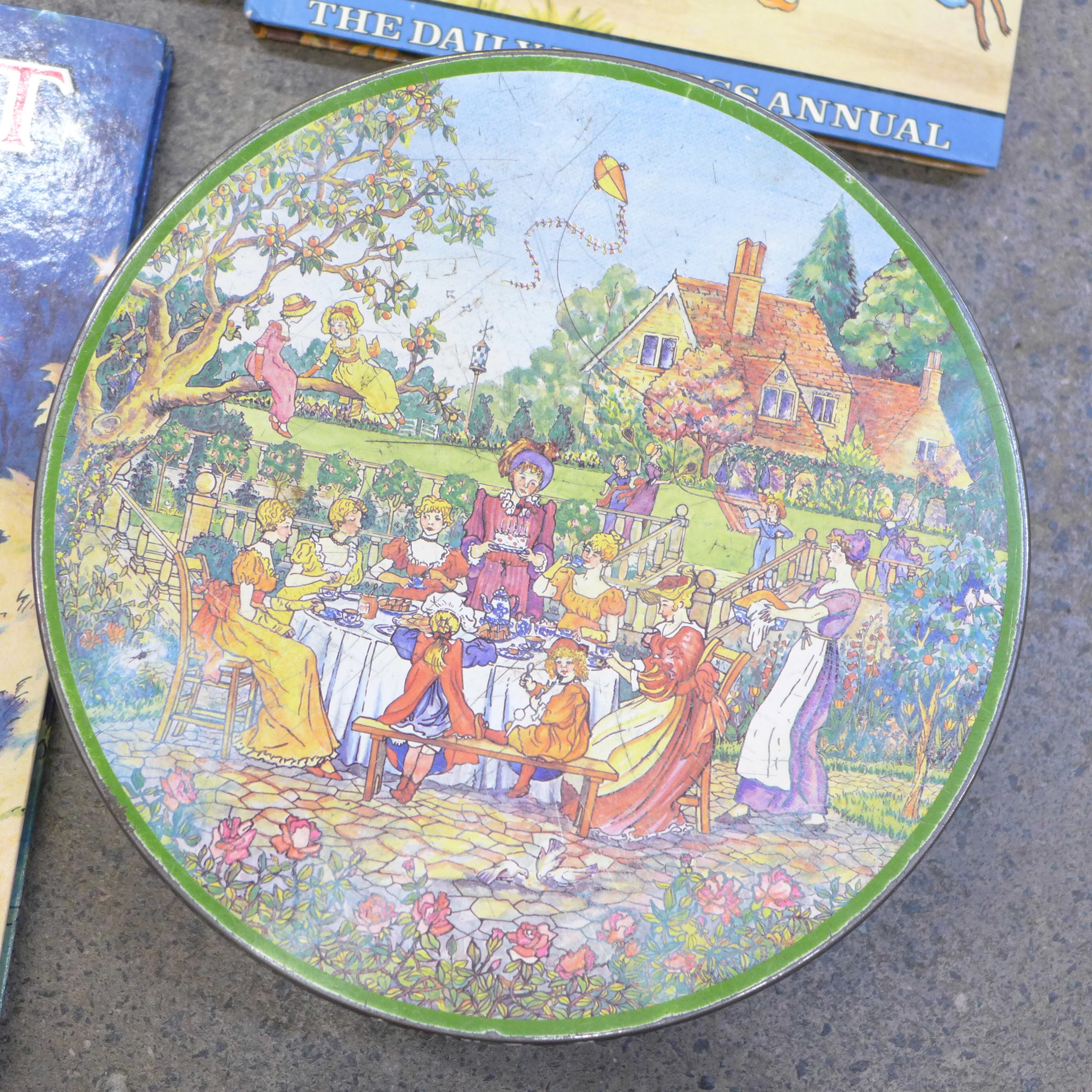 A Huntley & Palmers biscuit tin, designed by Mick Hill after Kate Greenaway, with three hidden ' - Image 2 of 3