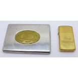 A brass Zippo lighter, with inscription, Tony Capstick, BBC Radio Sheffield, with a personalised The