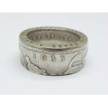 A large ring made from a silver 1935 crown, 23.8g