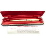 A 9ct gold cased Parker 61 pen, with case and leaflet