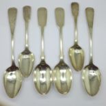 Three pairs of silver spoons including one George III, London 1810, Eley, Fearn & Chawner, total